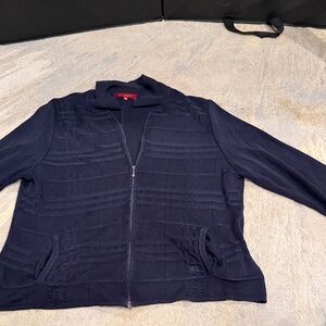 burberry London elenor full zip sweater navy size 48 L dark navy has flaw
